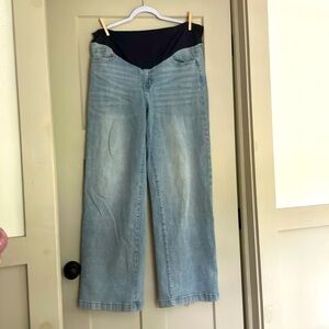 Pinkblush Light Wash Maternity Jean - Relaxed Fit Wide Leg - Size 32 (14-16)